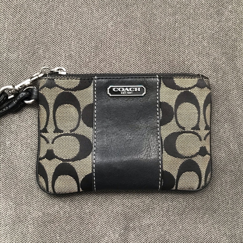 SOLD!  Coach wrislet with canvas print.